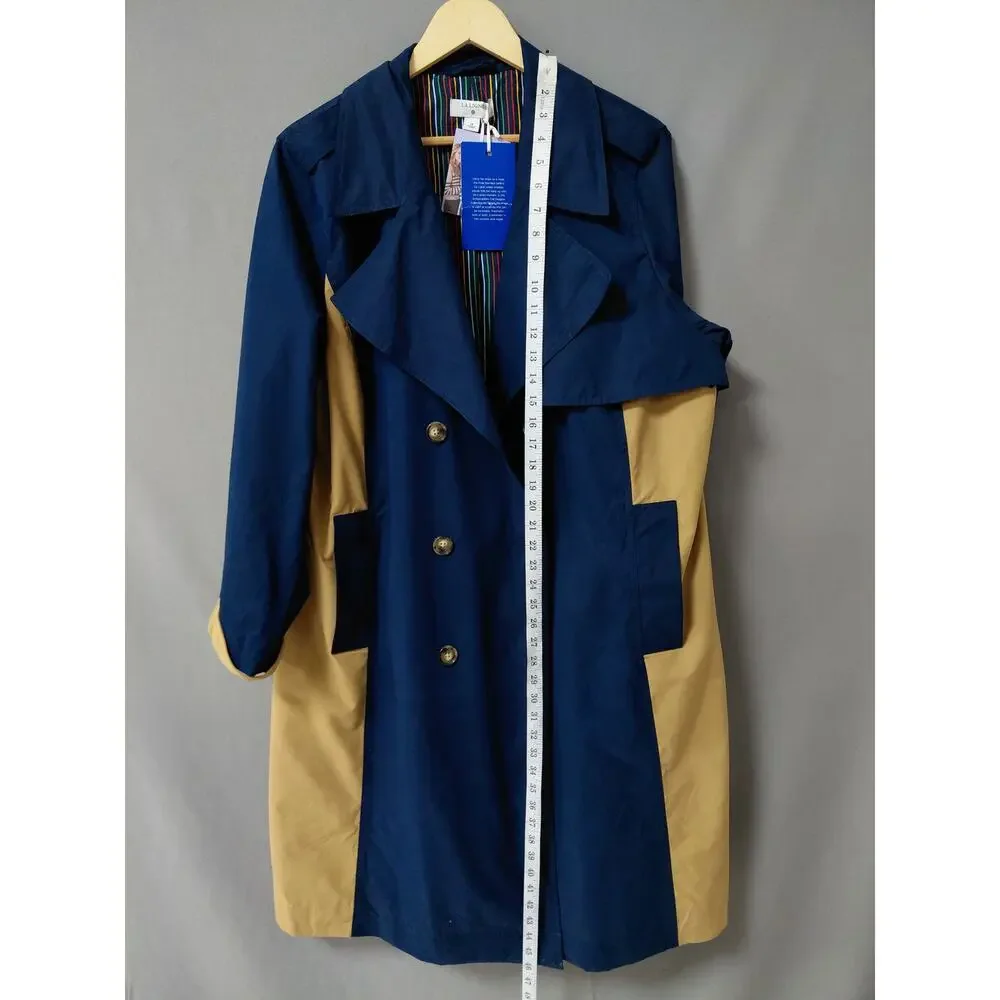 NWT LA LIGNE Blue Colorblock Trench Coat Jacket Women Size 1X